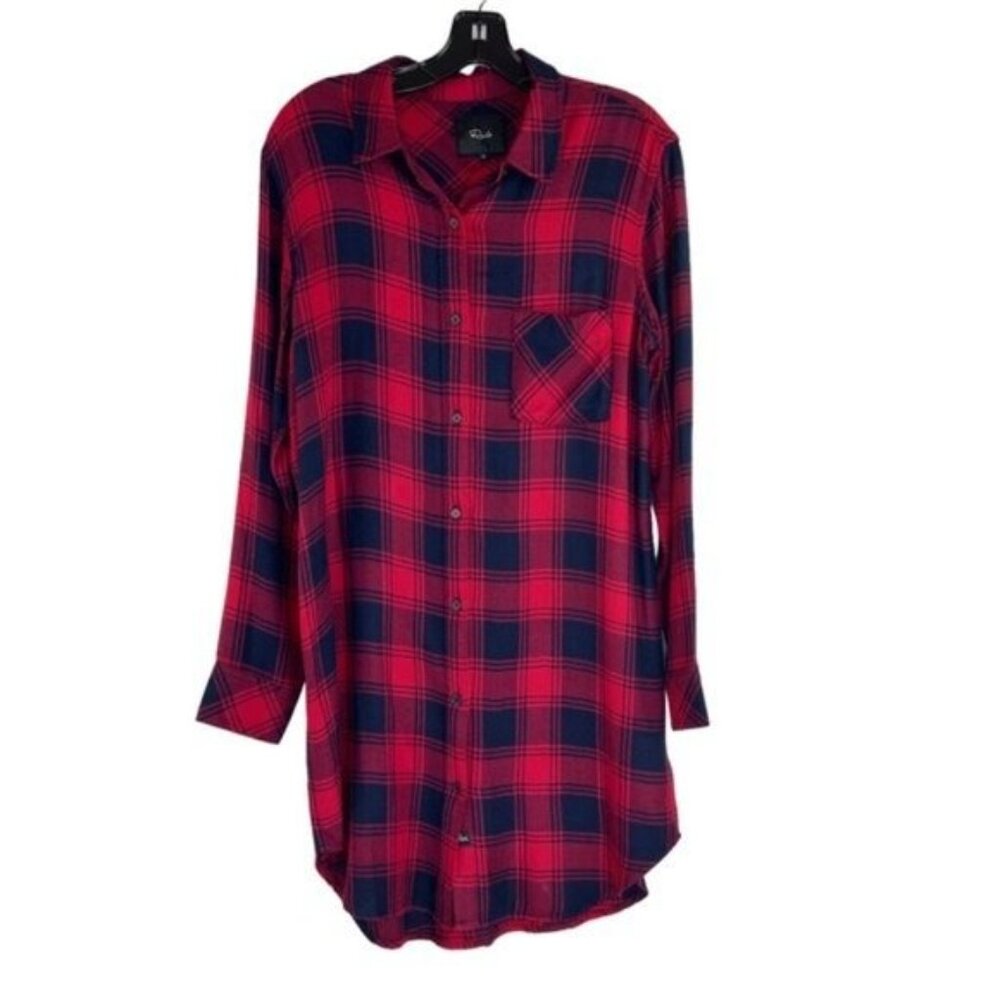 Rails Long Sleeve Plaid Button Front Shirt Dress … - image 2